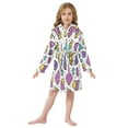 thumbnail image 6 of FORMRS Niños Bathrobe Unisex Hooded Robe Soft Plush Pajamas Sleepwear, Size 7-9T, Purple Retro Pattern, 6 of 7