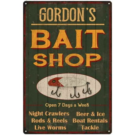 Gordon S Green Bait Shop Man Cave Wall Decor Gift 12x18 Metal