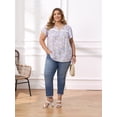 thumbnail image 2 of DARING DIVA Women's Plus Notch V Neck Ruffle Sleeve Floral Top 3X Light Purple, 2 of 6