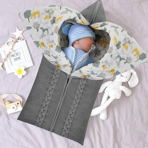 Swaddle pour nouveau-né, couverture en tricot pour poussette, sac de  couchage épais et chaud, avec une couverture complète. 