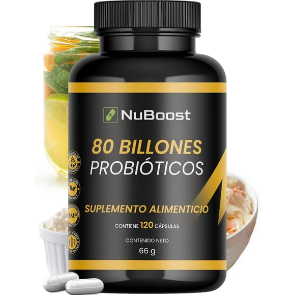 Probioticos 80 billones Nuboost 120 Caps 4 meses 11 cepas Lactobacillus rhamnosus