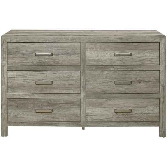 Transitional 6 Bedroom Furniture, Rustic French Weathered Gray Dresser In Mid-century, 6 Drawers