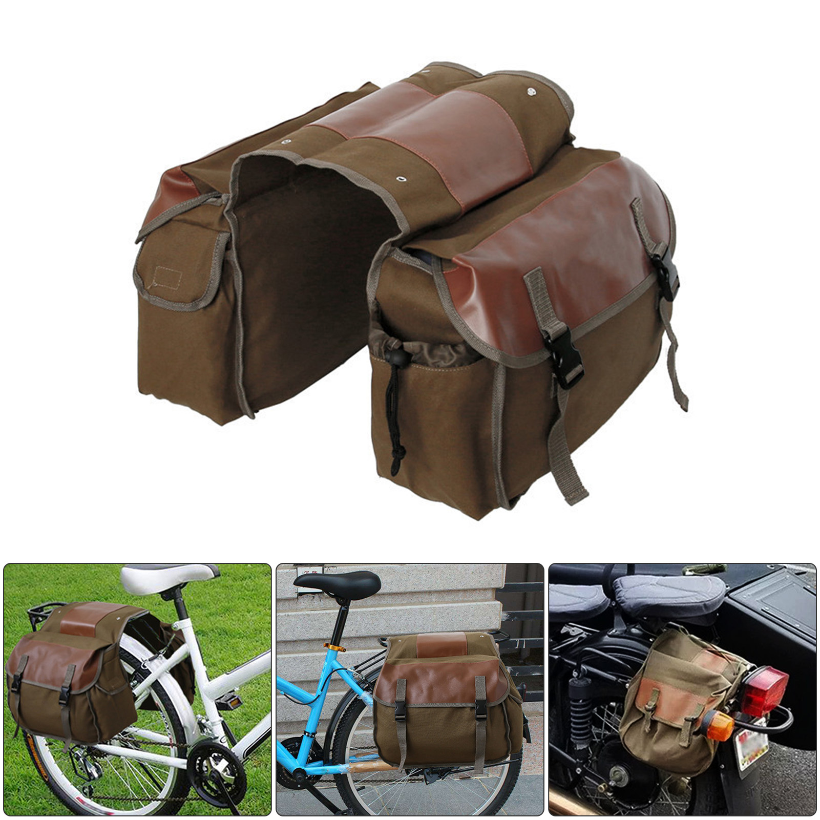 Eccomum Waterproof Bike Saddlebags Versatile Canvas Bicycle Luggage Bag Durable Side Bags For 9112