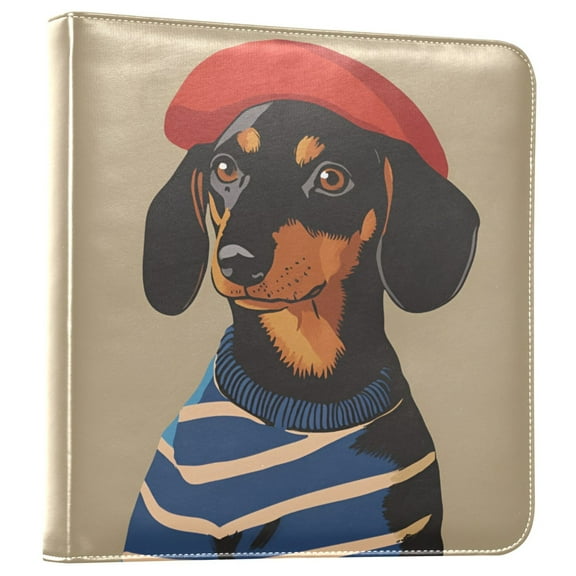 FORMRS 3 Ring Photo Album 4"x6" Self Adhesive Large Capacity PU Leather Cover, Dog Artist
