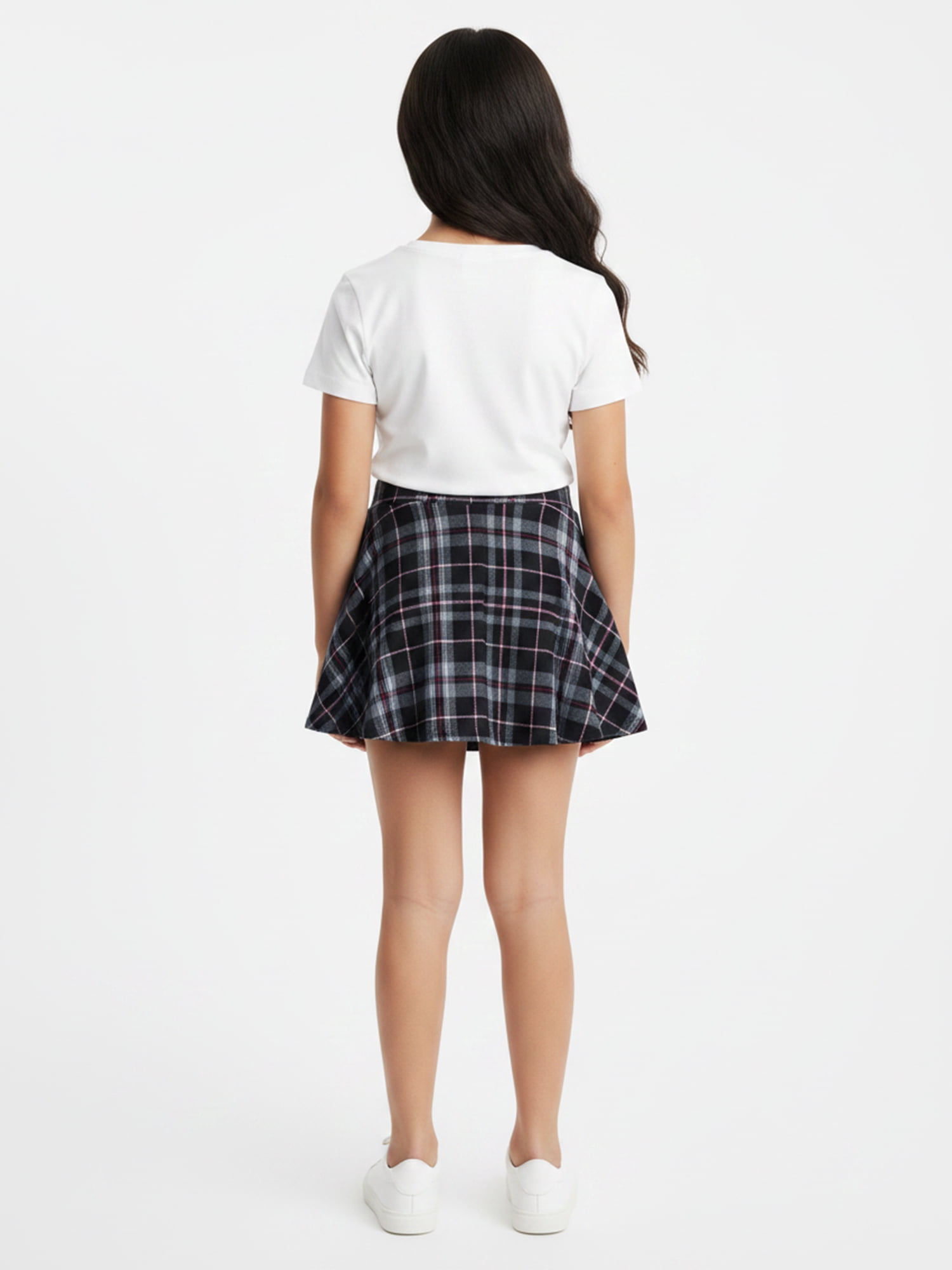 The Powerpuff Girls x Hello Kitty and Friends Girl’s Flared Plaid Skirt with Embroidered Applique, Sizes 4-16