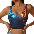 thumbnail image 1 of Fotbe Red And Blue Fire Dragon C Sujetador Deportivo Largo sin Aros para Mujer con Almohadillas y Soporte Medio, Transpirable y Absorbente, Camiseta Tipo Chaleco o Tank Top-Medium, 1 of 8