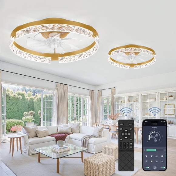 Ventilador de Techo LEDIARY 20" Oro Empotrado 6 Velocidades con Control Remoto