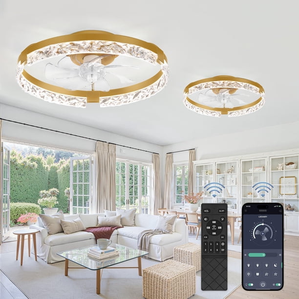 Ventilador de Techo LEDIARY 20" Oro Empotrado 6 Velocidades con Control Remoto