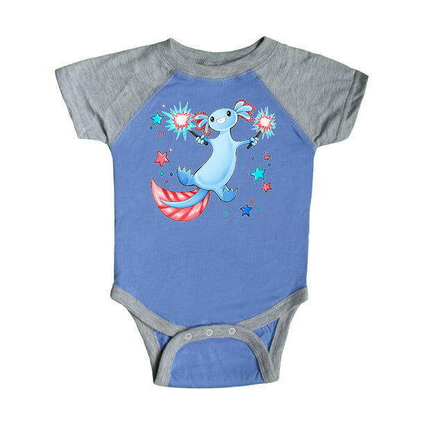 Inktastic 4th Of July Cute Blue Axolotl With Sparklers And Stars Infant Creeper Unisex Blue And Heather 24 Months Walmart Com Walmart Com