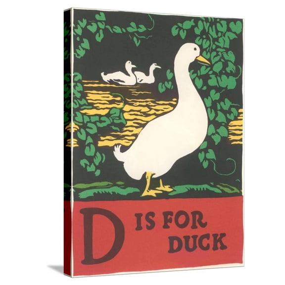 Art.com D is for Duck Stretched Canvas Print Wall Art, 18" x 24"