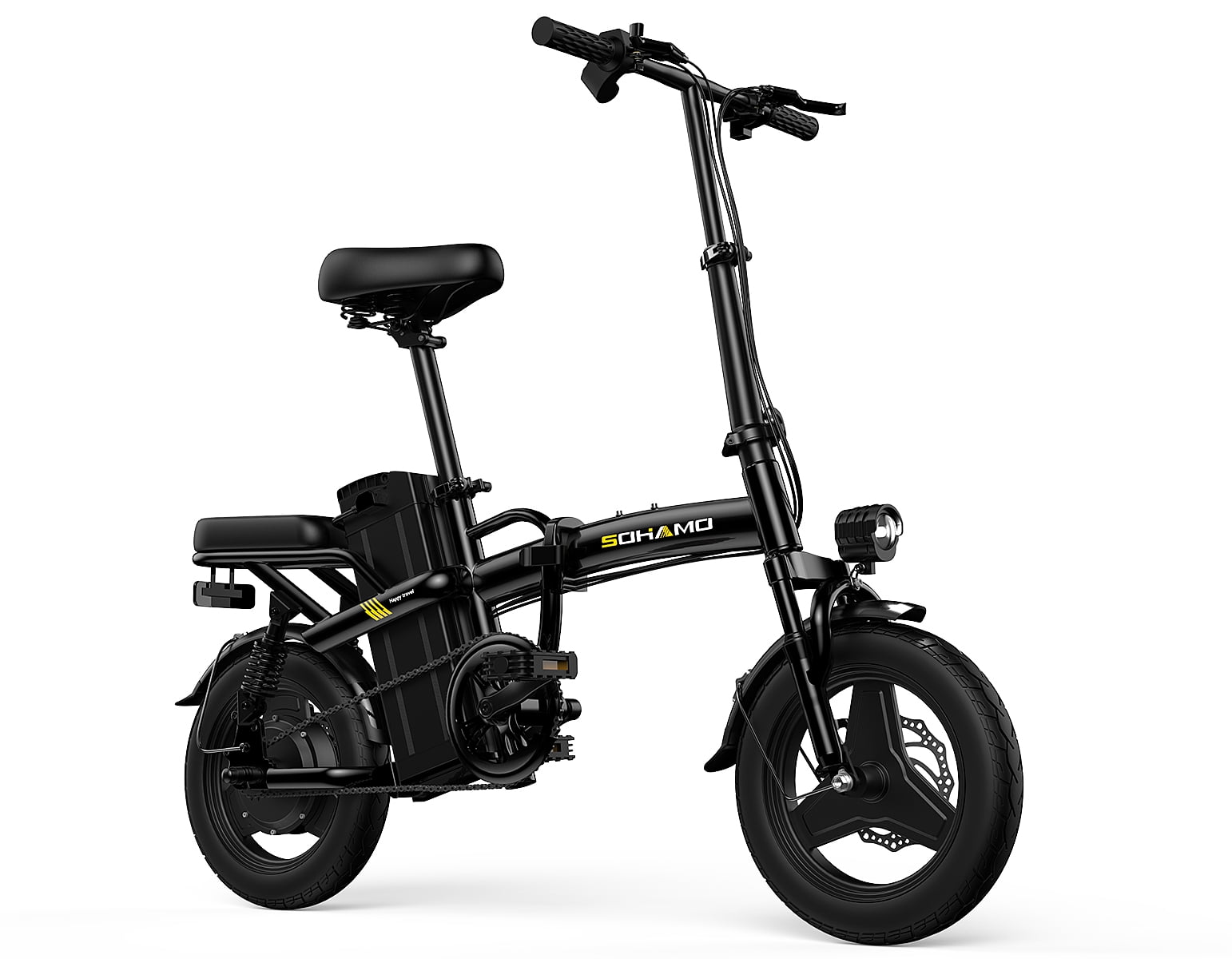 SOHAMO A2 Folding Mini Electric Bike 14", 350W Motor, 48V 12Ah Battery