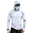 thumbnail image 3 of Men's UPF 50+ Sun Protection Hoodie with Face Cover and Long Sleeves Featuring Quick Dry Fabric White M, 3 of 9