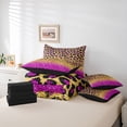 thumbnail image 5 of Homewish Glitter Leopard Print Bedding Comforter Set 7pcs, Modern Fashion Polkadots King Bedding Sets, Gold Fuchsia Diamond Reversible Bed Sheets, Super Cozy Room Decor, 5 of 7