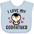 thumbnail image 3 of Inktastic I Love My Godfather with Cute Penguin and Hearts Girls Baby Bib, 3 of 4