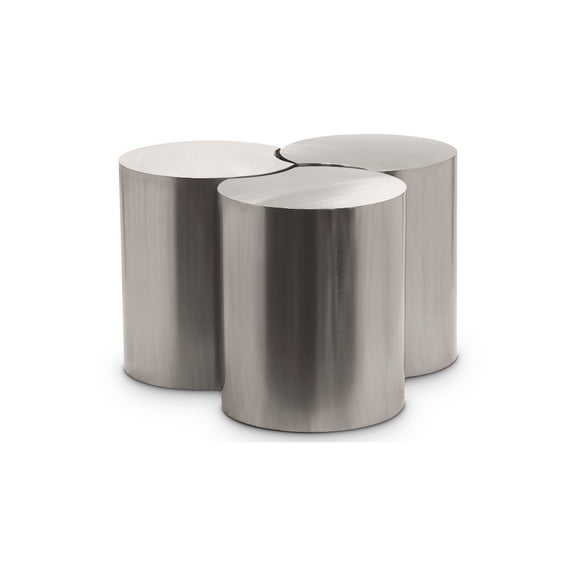 Meridian Furniture Dimple 3 Piece Silver Iron Metal Coffee Table