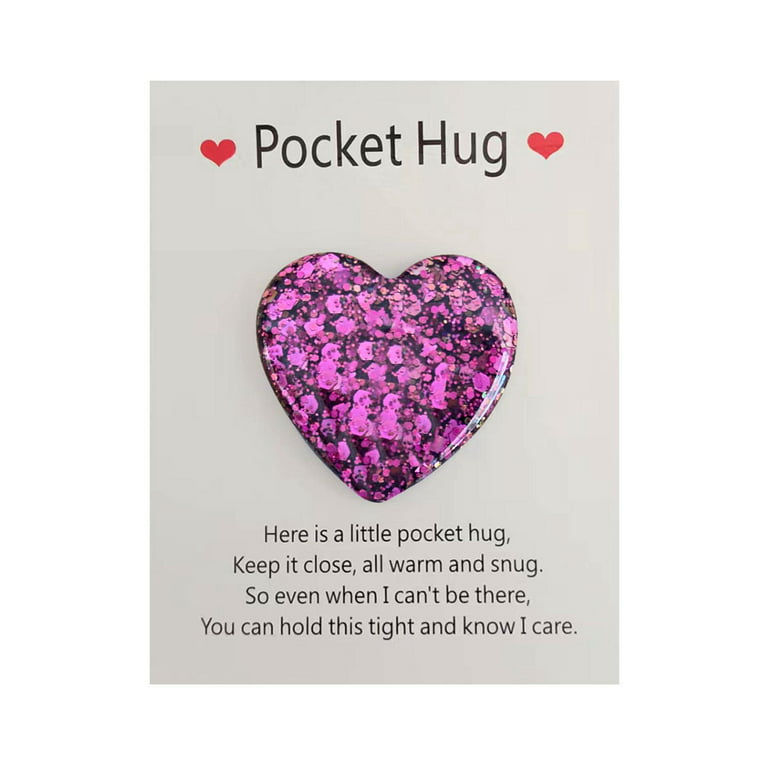 RYGRZJ Pocket Hug Heart with Greeting Cards,Little Heart Pocket Hug  Token,Mini Cute Pocket Hug Decoration Gifts for Birthday Valentines  Thanksgiving E6B3 
