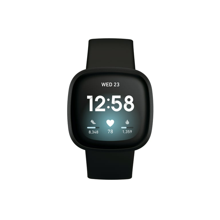 På hovedet af Bøje Konsultation Fitbit Versa 3 Health & Fitness Smartwatch - Black/Black Aluminum -  Walmart.com
