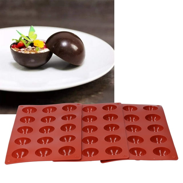 Hornear 3 Piezas Molde De Pastel 15 Agujeros Hemisférico Silicona Chocolate Molde De Alimentaria Postre Para Hornear