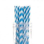 Dress My Cupcake Blue Striped Paper Straws, 25-Pack