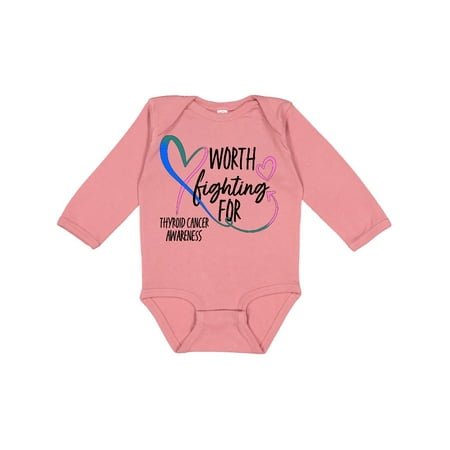 

Inktastic Thyroid Cancer Awareness Pink Blue Teal Heart Ribbon Gift Baby Boy or Baby Girl Long Sleeve Bodysuit
