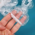 thumbnail image 3 of Disposable Shower Caps,Plastic Hair Caps,100pcs Clear Disposable Plastic Shower Bath Caps for spa Hair Salon WH，Clear Disposable Plastic Shower Bath Caps for spa Hair Salon(White), 3 of 8