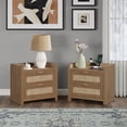 thumbnail image 2 of SICOTAS Boho 6-Drawer Dresser & 2 Charging Nightstands Set - Oversized 3-Piece Furniture Set with Rattan Design&Spacious Storage, USB/Type-C Ports, Rattan Furniture Set for Bedroom, Natural Oak, 2 of 12