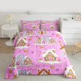 thumbnail image 2 of Manfei Cute Gingerbread House Bedding Comforter Set for Kids Girls, Microfiber Bedroom Decor, 2pcs Reversible, 2 of 8