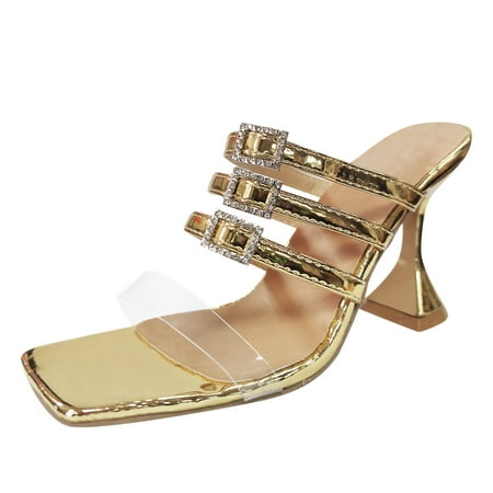 

adviicd Heel Sandals for Women Chunky Heels for Women Strappy Platform Sandals Open Toe Heeled Sandals Ankle Strap Adjustable Buckle Lucite Chunky High Heel Shoes