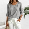 thumbnail image 6 of Shirts for Women Summer 100% Cotton Round Neck Fashion 3/4 Sleeve Pullover Top, 6 of 8