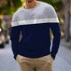 thumbnail image 1 of Blusas y camisas de manga larga con cuello redondo para hombre, blusa informal de manga larga con cuello redondo y estampado, camiseta tipo jersey para hombre., 1 of 4
