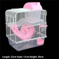 2-Level Hamster Cage With Exercise Wheel, Double Layer Small Animal Habitat With Accessories For Dwarf Hamsters, Mice, Gerbils,C-2