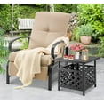 thumbnail image 6 of AECOJOY Adjustable Patio Reclining Lounge Chair with Umbrella Side Table Stand-Beige, 6 of 8