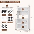 thumbnail image 3 of Costway 5 Tier Kitchen Bakers Rack with Flip Door Cabinets Pegboard & Hooks White, 3 of 10