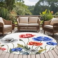 thumbnail image 5 of Round Area Rug 5ft,Country Red Blue Gray Flowers Washable Carpet Non-Slip Runner Accent Rugs Indoor Floor Mat for Bedroom Living Room Decor,Watercolor Farm Floral, 5 of 9