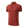 thumbnail image 2 of UVEASISHA Mens Quick Dry Workout Shirts Quarter Zip Mock Neck Short Sleeve Moisture Wicking Performance T-Shirts Compression Casual Athletic Pullover Red XXL, 2 of 5