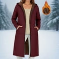 thumbnail image 2 of jtjvou Long Fleece Hoodies for Women Full Zip Up Sherpa Lined Jackets with Pockets Thicken Warm Winter Coat Hooded Overcoat Red L, 2 of 8