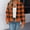 Orange, variant on Women's Plaid Zipper Jackets, Stand-Up Collar Lightweight Tops with Pockets, Fall Casual Active Tops