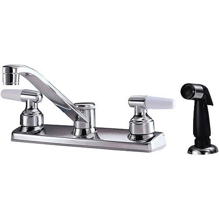 Chrome Double Handle Kitchen Faucet w/Spray