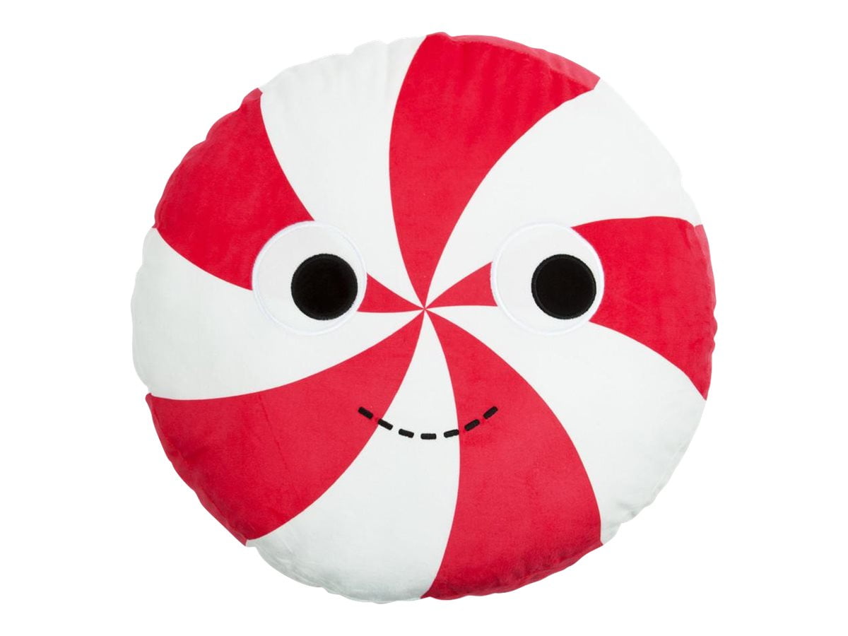 Yummy World Large Peppermint Candy Plush Pillow white, peppy red