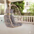 thumbnail image 3 of Syngar Swing Egg Chair, Wicker Hanging Chair with Hanging Chains and Cushion, Heavy Duty Frame, for Indoor/Outdoor, Patio, Poolside, Balcony, Bedroom, 360 lbs Capacity, Gray, 3 of 10