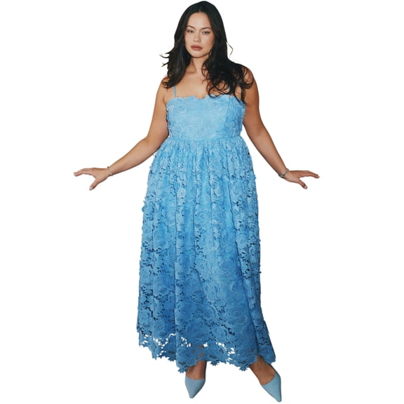 ELOQUII Women's Plus Size Fit And Flare Lace Gown