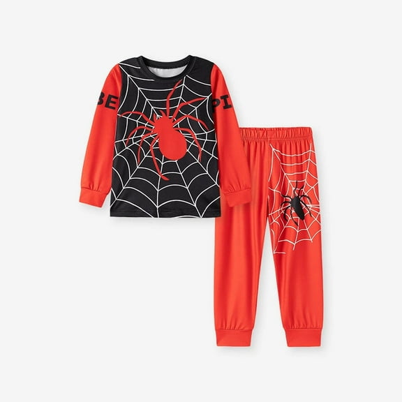 Spider & Web Kids Pajama Set – Long Sleeve Shirt and Pants, Fun Cartoon Design