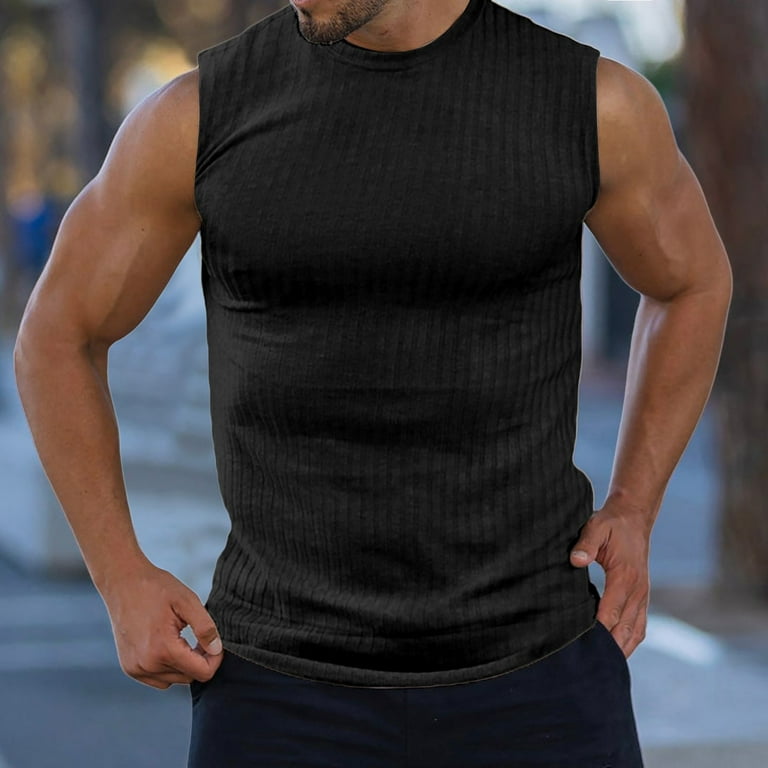 adviicd Mens Tank Tops Beach Men's Workout Tank Tops Gym Bodybuilding  Training Fitness Sleeveless T Shirts Khaki,L 