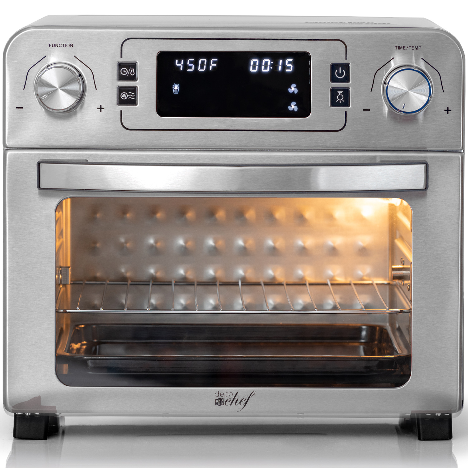 Deco Chef 24 QT Stainless Steel Countertop 1700 Watt Toaster Oven with Built-in Air Fryer and Included Rotisserie Assembly, Grill Rack, Frying Basket, and Baking Pan - image 3 of 11