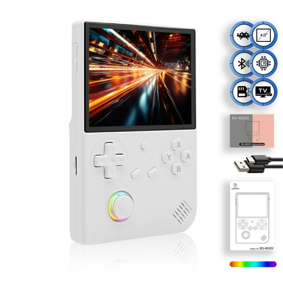 RG40XXV Handheld Game Console 4.0-in 640*480 IPS OCA Screen 3200mAh 64Bit System RG 40XXV White