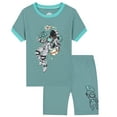 thumbnail image 3 of SGMVNU Toddler Cozy Pajama Set Kids Baby Boys Cartoon Printed Loose Cute T Shirt Grid Shorts Outfits Kids Clothes Loungewear(Size 2-3 Years,Green), 3 of 4