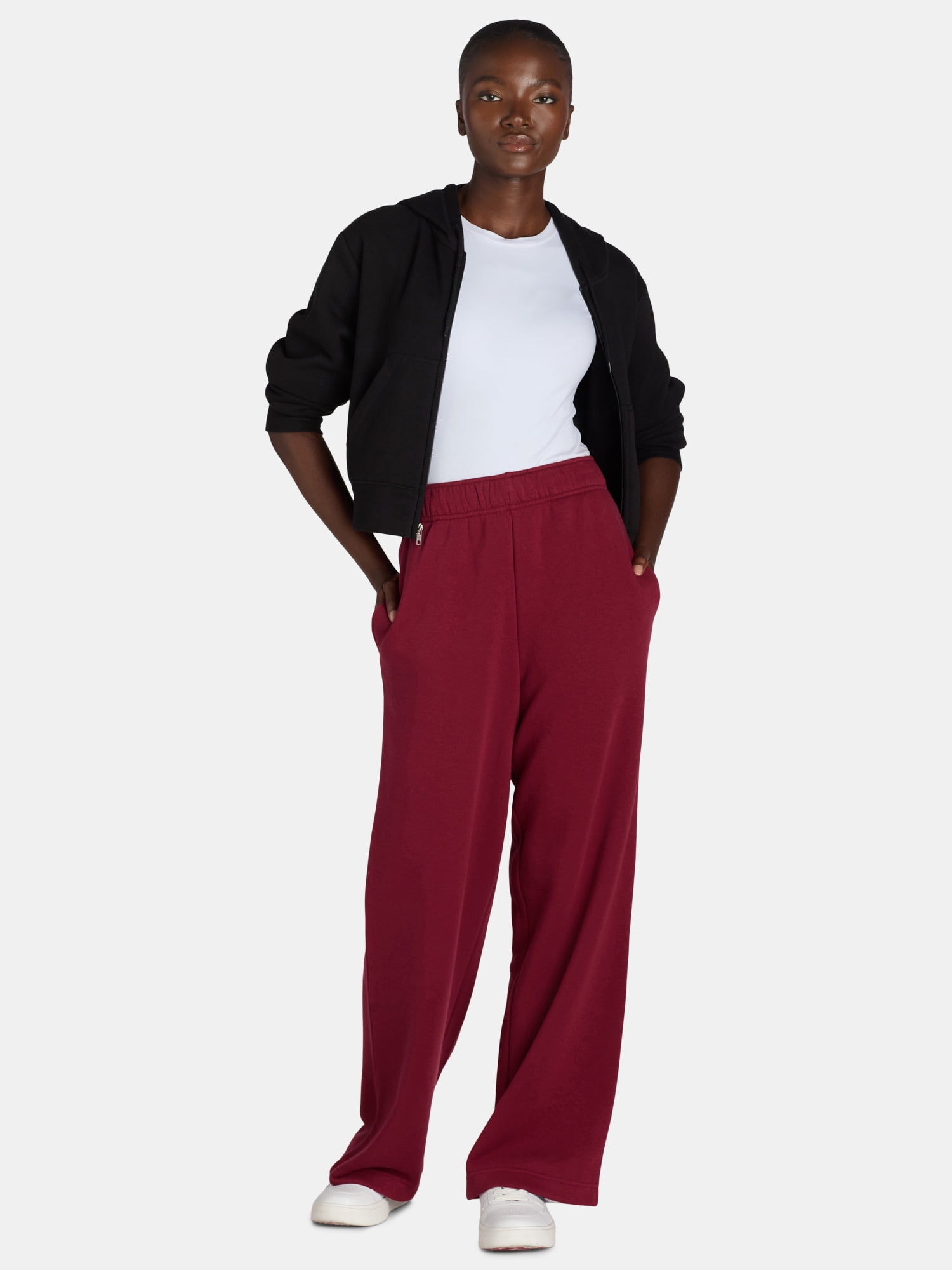 No Boundaries Soft Fleece Wide Leg Pants, 30” Inseam, 1 or 2-Pack, Women’s XXS-4X
