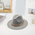 thumbnail image 4 of Women Men Wide Brim Western Cowboy Cowgirl Fedora Hat with Chain Belt Buckle, 4 of 6