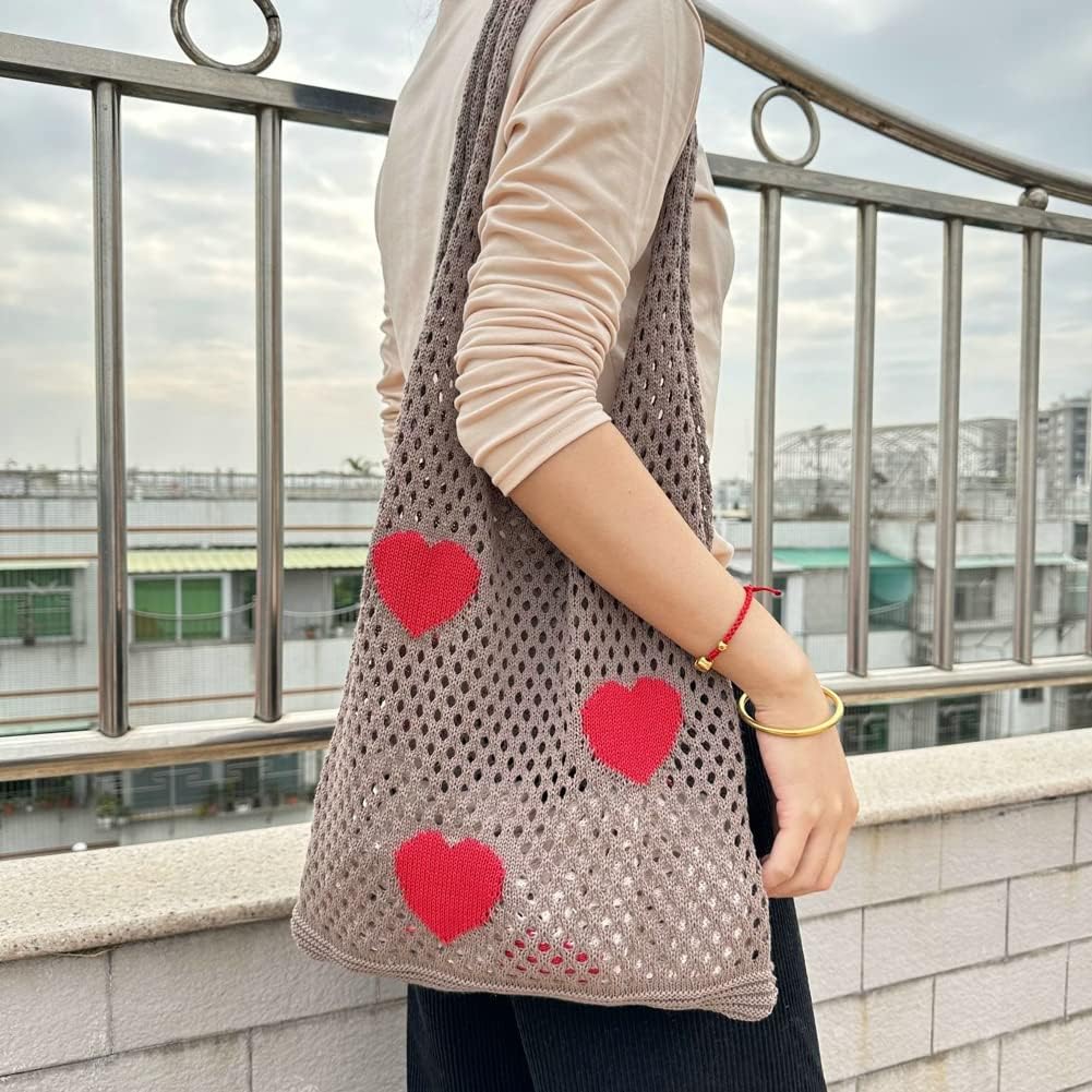 Kukuzhu Crochet Hobo Bag Women Large Hollow Beach Bag Stylish Shoulder Bag Tote for Work School Travel