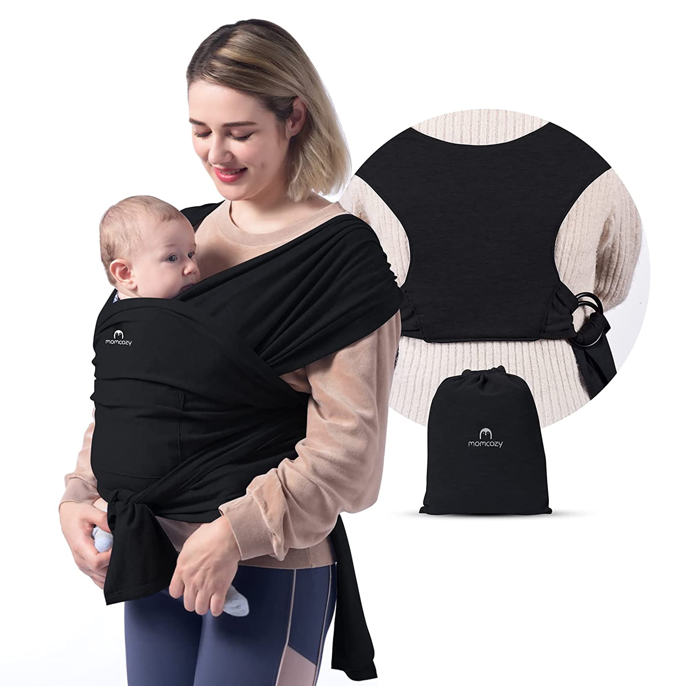 Baby Wrap Carrier Adjustable Shoulder Ring Mesh Breathable Chest Sling Infant Carrier for Summer Pool Beach-Black Water Sling Baby Wrap Carrier 